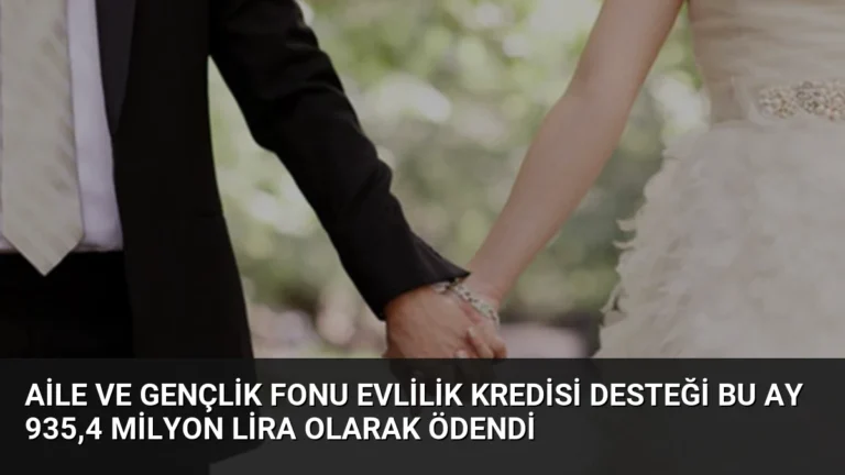 Aile ve Gençlik Fonu Evlilik Kredisi Desteği Bu Ay 935,4 Milyon Lira Olarak Ödendi
