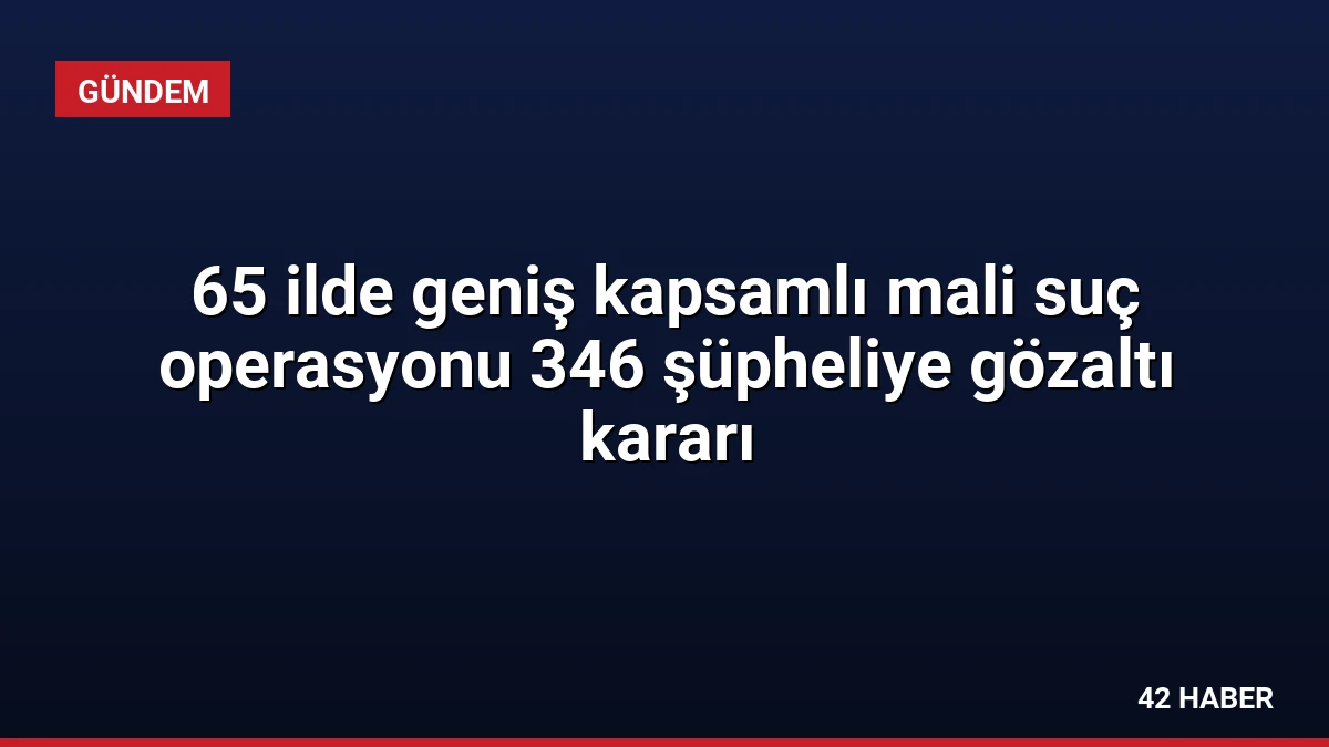 65 ilde geniş kapsamlı mali suç operasyonu 346 şüpheliye gözaltı kararı