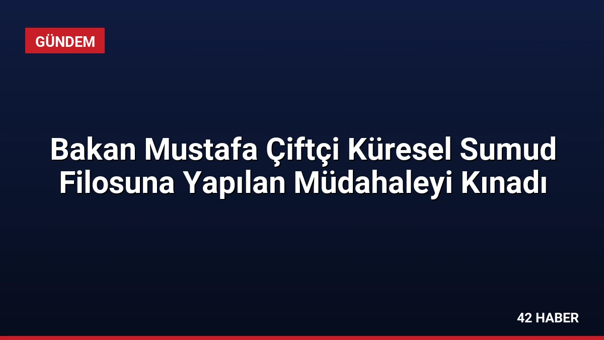 Bakan Mustafa Çiftçi Küresel Sumud Filosuna Yapılan Müdahaleyi Kınadı