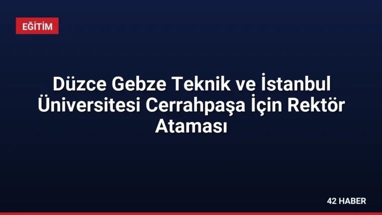 Düzce Gebze Teknik ve İstanbul Üniversitesi Cerrahpaşa İçin Rektör Ataması