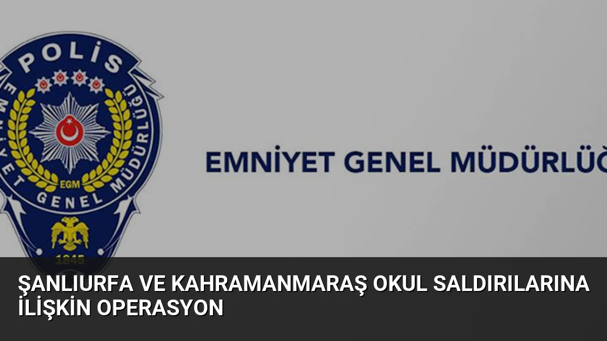 Şanlıurfa ve Kahramanmaraş Okul Saldırılarına İlişkin Operasyon