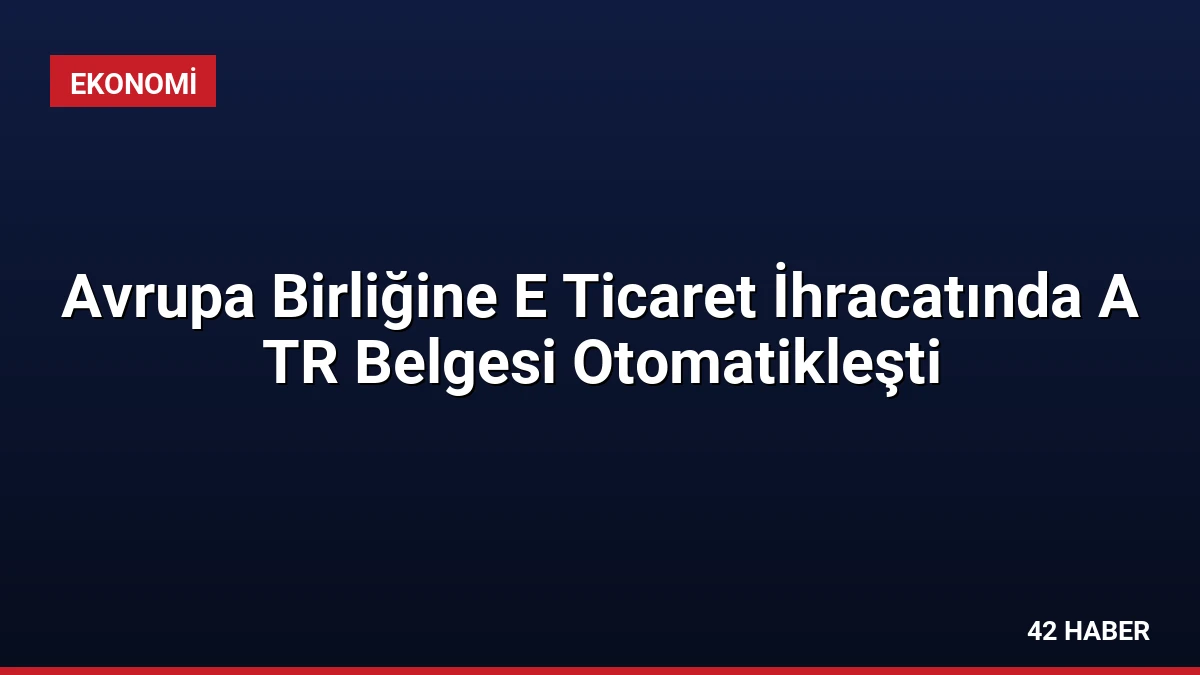 Avrupa Birliğine E Ticaret İhracatında A TR Belgesi Otomatikleşti