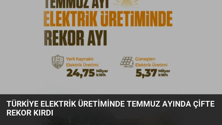 Türkiye Elektrik Üretiminde Temmuz Ayında Çifte Rekor Kırdı