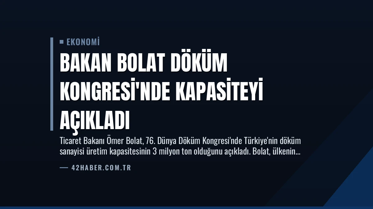 Bakan Bolat Döküm Kongresi’nde Kapasiteyi Açıkladı
